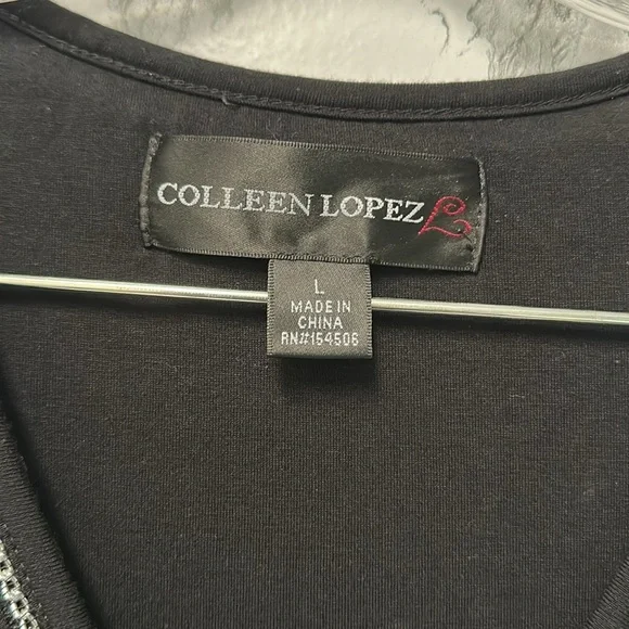 Colleen Lopez Women’s Black Short Sleeves V Neck Top Size L - Picture 4 of 9
